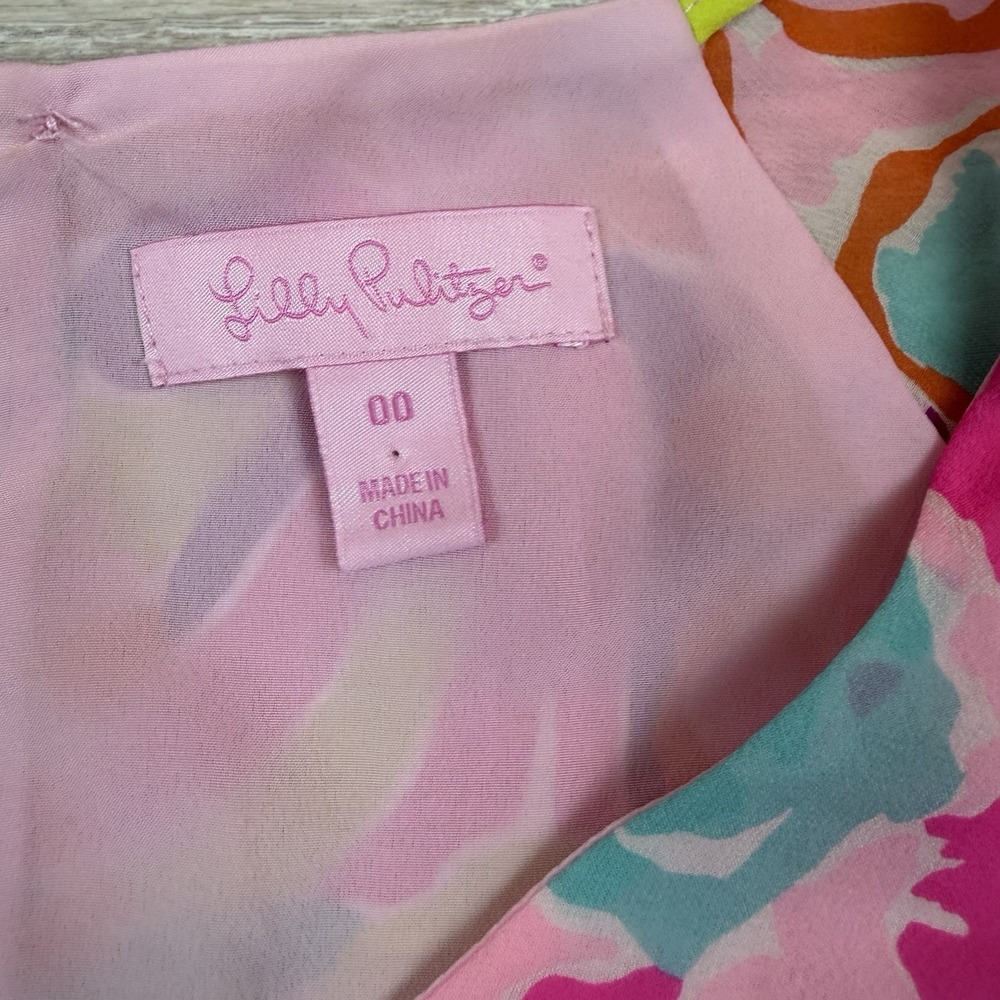 Lilly Pulitzer Carleigh Lulu Tunic Mini Dress Women's 00 Silk Long Sleeve V Neck - Picture 2 of 8